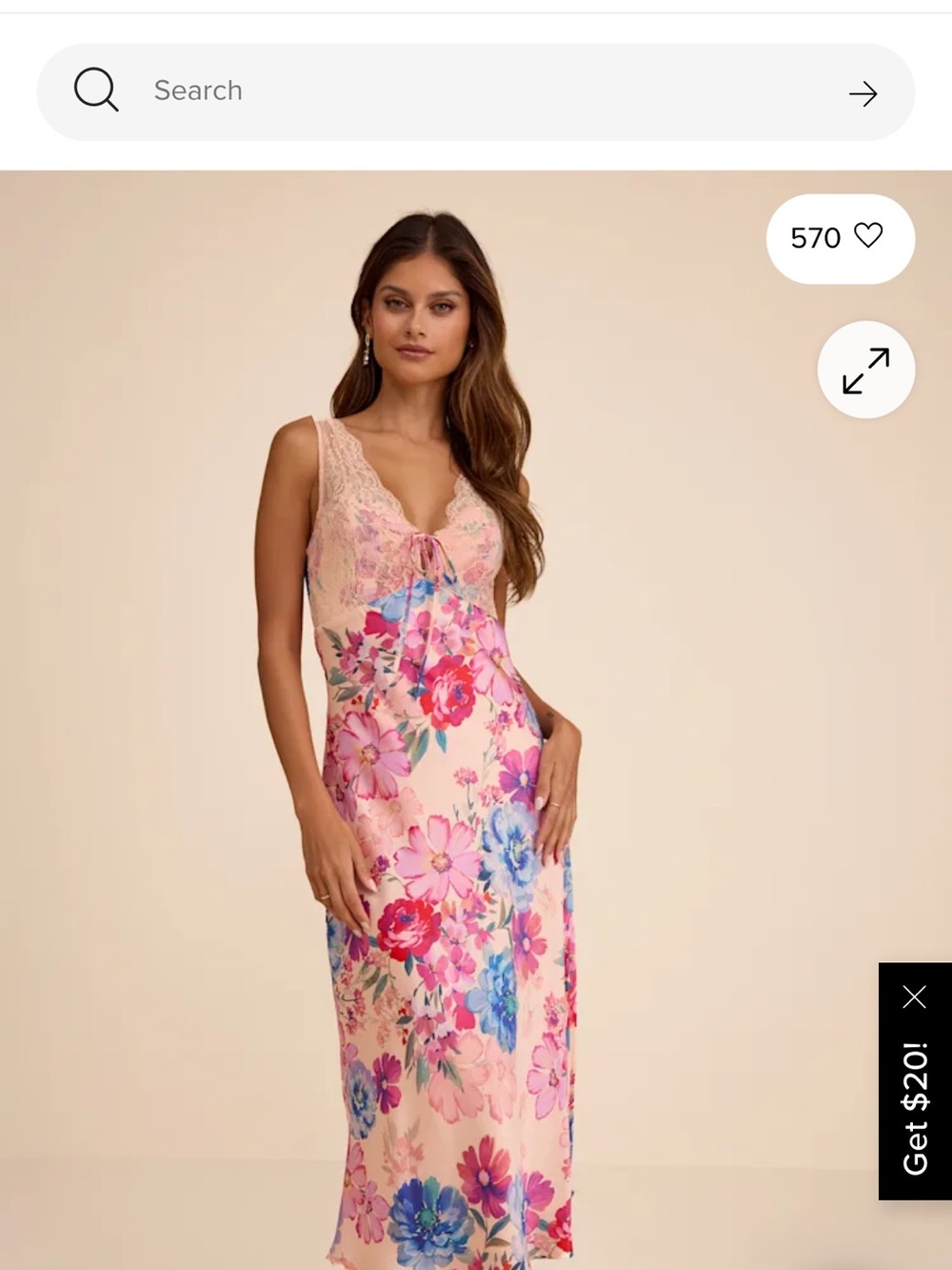 Jaylene Blush Multi Floral Lace Tie-Front Midi Dress